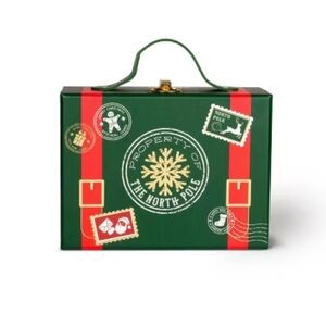 NEW!! Bullseye Playground Festive North Pole Design Suitcase Decor Box (NWT)